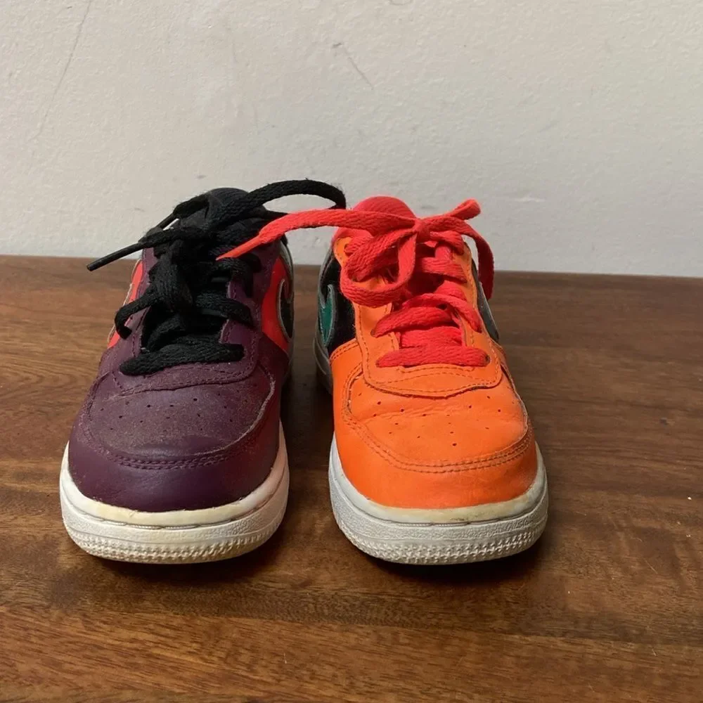 Nike Air Force One LV8 Kids' Mismatched Sneakers - Black, Purple, Orange